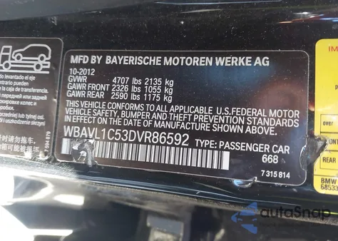 2013 BMW X1 xDrive28I из США, поврежденный, VIN WBAVL1C53DVR86592